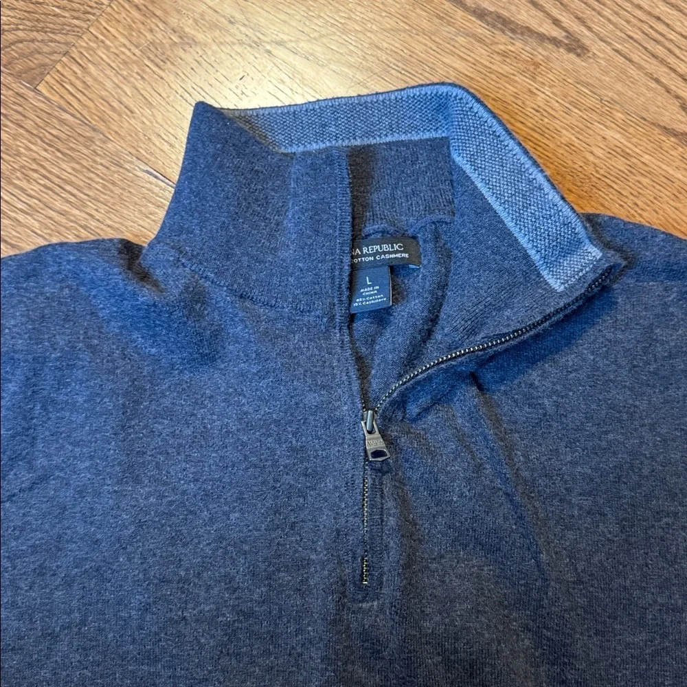 Banana Republic cotton cashmere 1/4 zip grey sweater